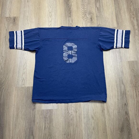 Dallas Cowboys Shirt Mens Blue NFL Football Number 8 V Neck Stripes T-Shirt - Picture 5 of 11